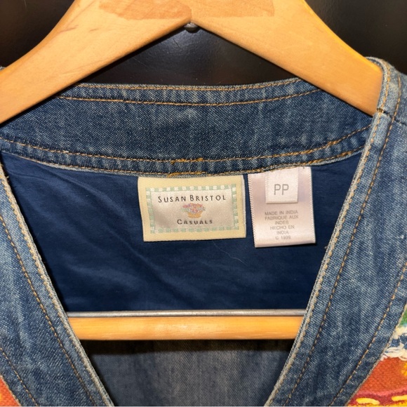 Vintage Susan Bristol Flower Power Denim Vest - Picture 3 of 3